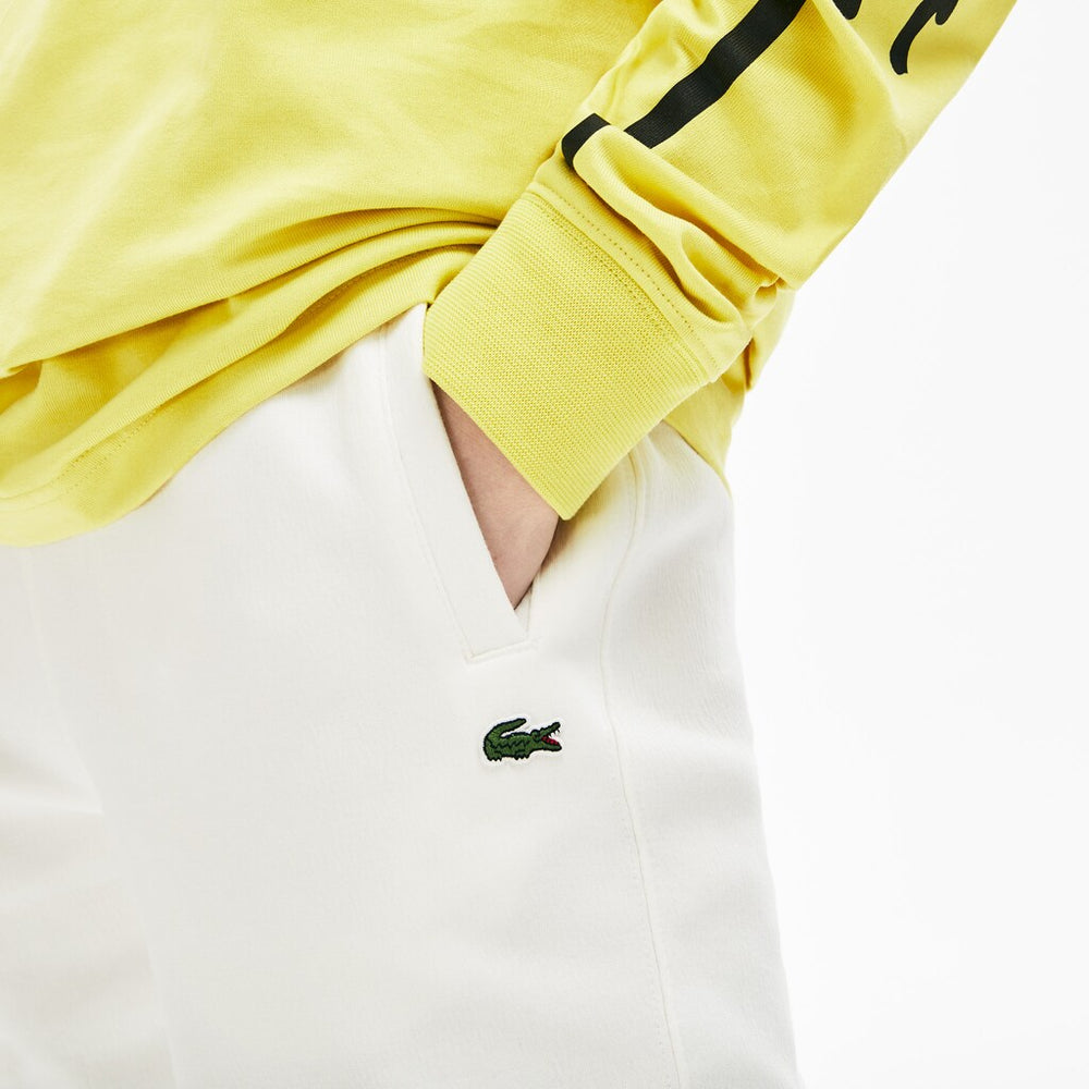 Mens Unisex LIVE Signature Textured Fleece Sweatpants | Lacoste White / Green • X0N