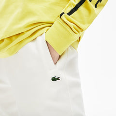 Mens Unisex LIVE Signature Textured Fleece Sweatpants | Lacoste White / Green • X0N