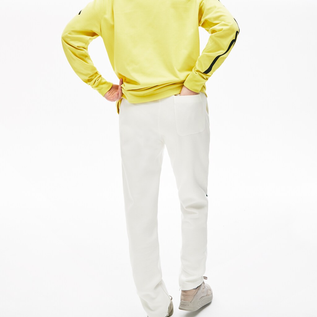Mens Unisex LIVE Signature Textured Fleece Sweatpants | Lacoste White / Green • X0N