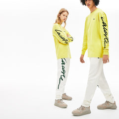 Mens Unisex LIVE Signature Textured Fleece Sweatpants | Lacoste White / Green • X0N