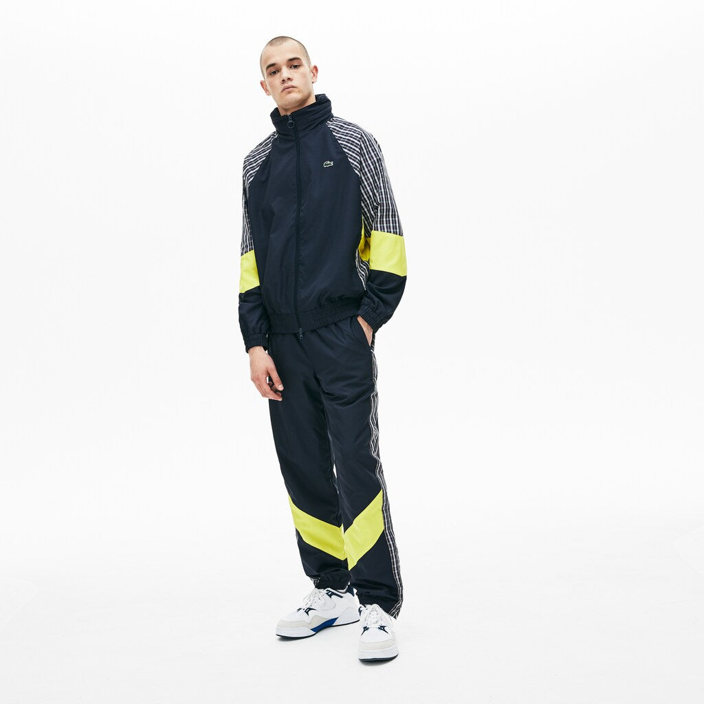 Mens   LIVE Patchwork Trackpants | Lacoste Blue / Yellow / White • 2Tf