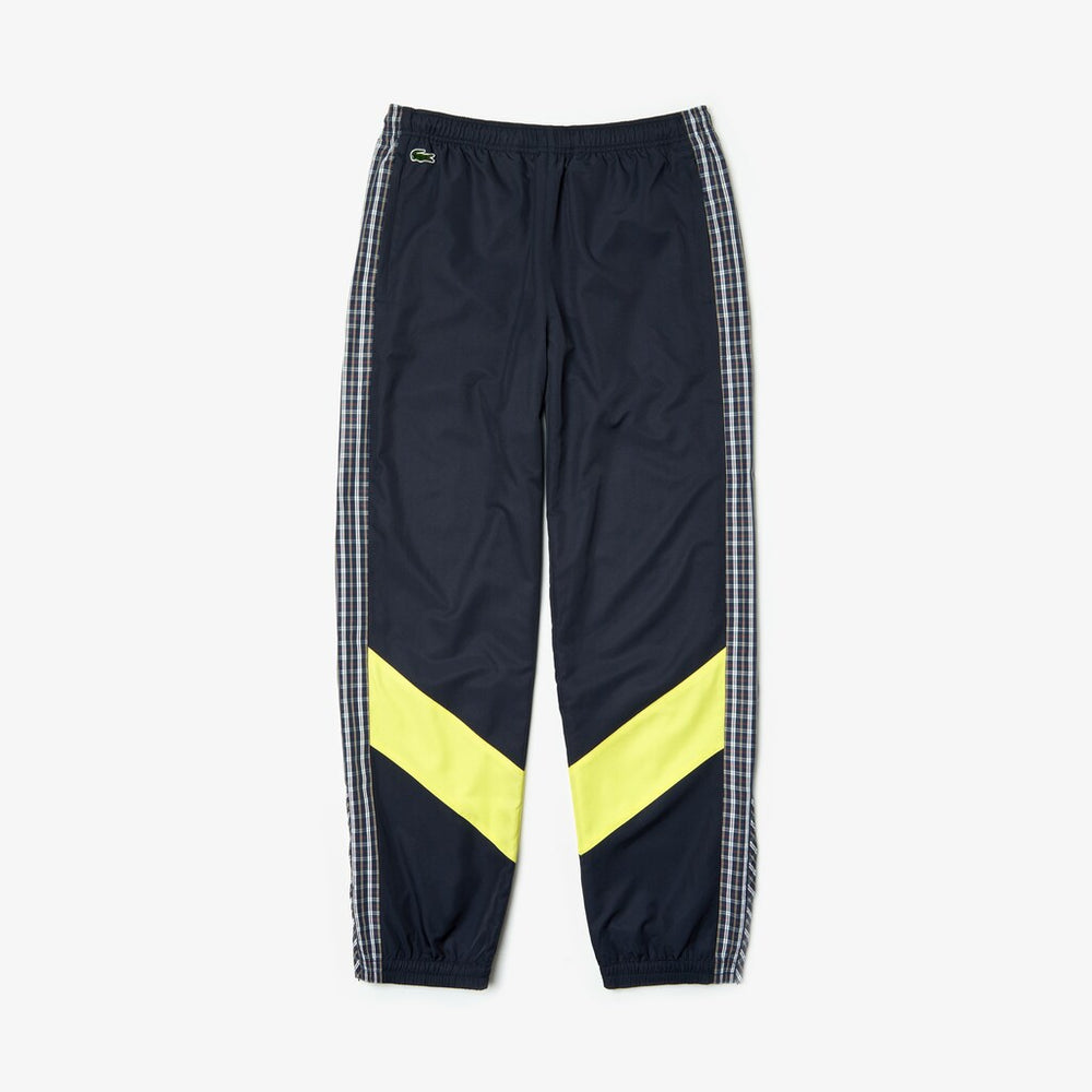 Mens   LIVE Patchwork Trackpants | Lacoste Blue / Yellow / White • 2Tf
