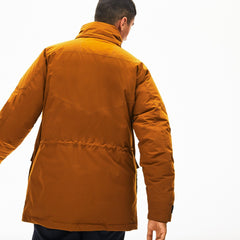 Mens   Detachable Faux Fur Hood Long Quilted Parka | Lacoste Brown / Khaki Green • 3Kg