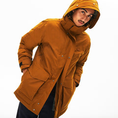 Mens   Detachable Faux Fur Hood Long Quilted Parka | Lacoste Brown / Khaki Green • 3Kg