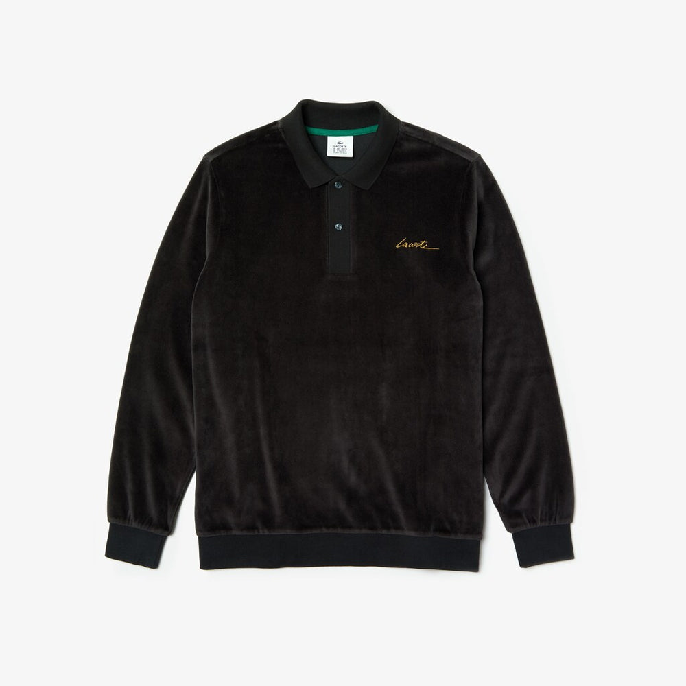 Mens   LIVE Classic Fit Velvet Polo Shirt | Lacoste Black • 031