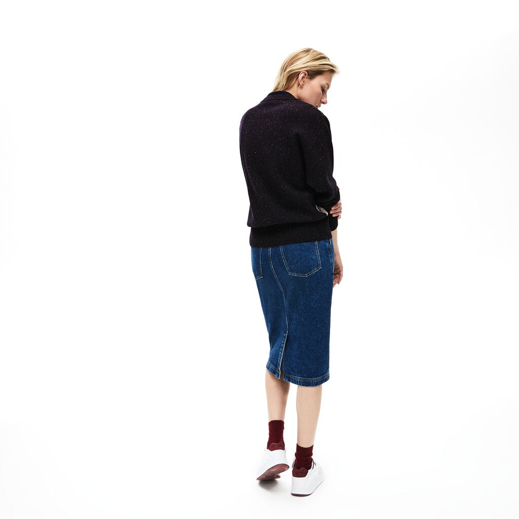 Womens Wo  Winter Design Cotton And Wool Blend Jacquard Sweater | Lacoste Navy Blue / Bordeaux / White / Green • 0Nr
