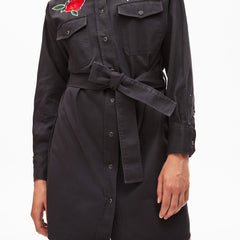 Womens Wo  LIVE Rose-Embroidered Cotton Shirtdress | Lacoste Dark Grey • S5T