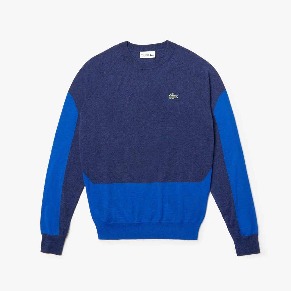 Mens   SPORT Color-Blocked Breathable Wool Sweater | Lacoste Blue Chine / Blue • 1Zn