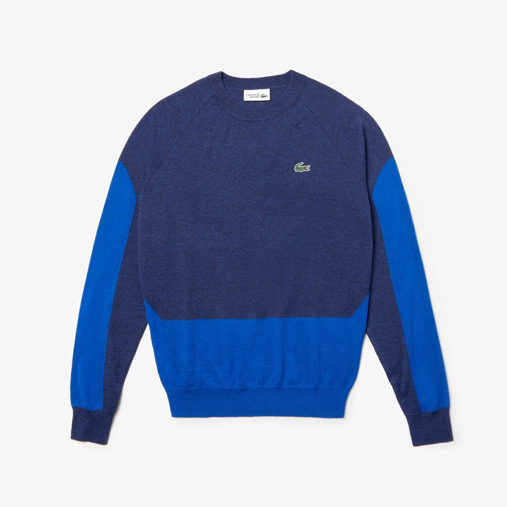 Mens   SPORT Color-Blocked Breathable Wool Sweater | Lacoste Blue Chine / Blue • 1Zn