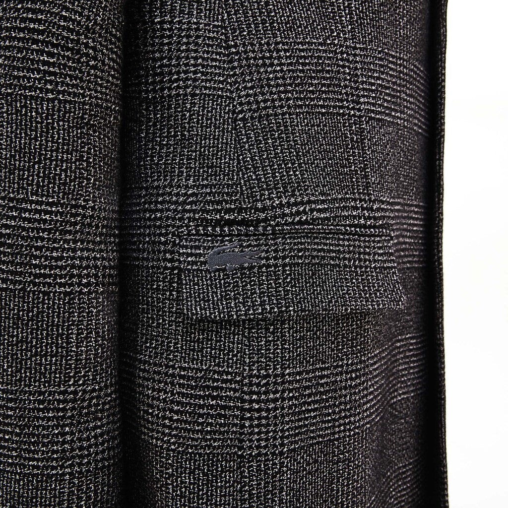 Mens   Glen Plaid Wool Blend Chesterfield Coat | Lacoste White / Black • E6V