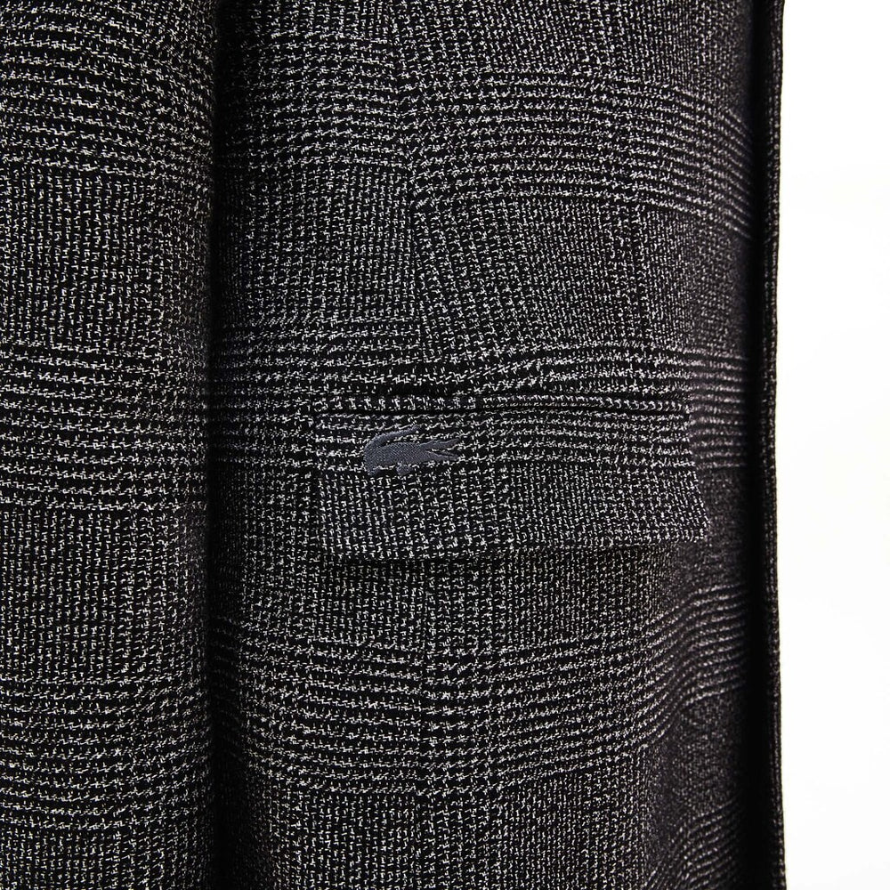 Mens   Glen Plaid Wool Blend Chesterfield Coat | Lacoste White / Black • E6V
