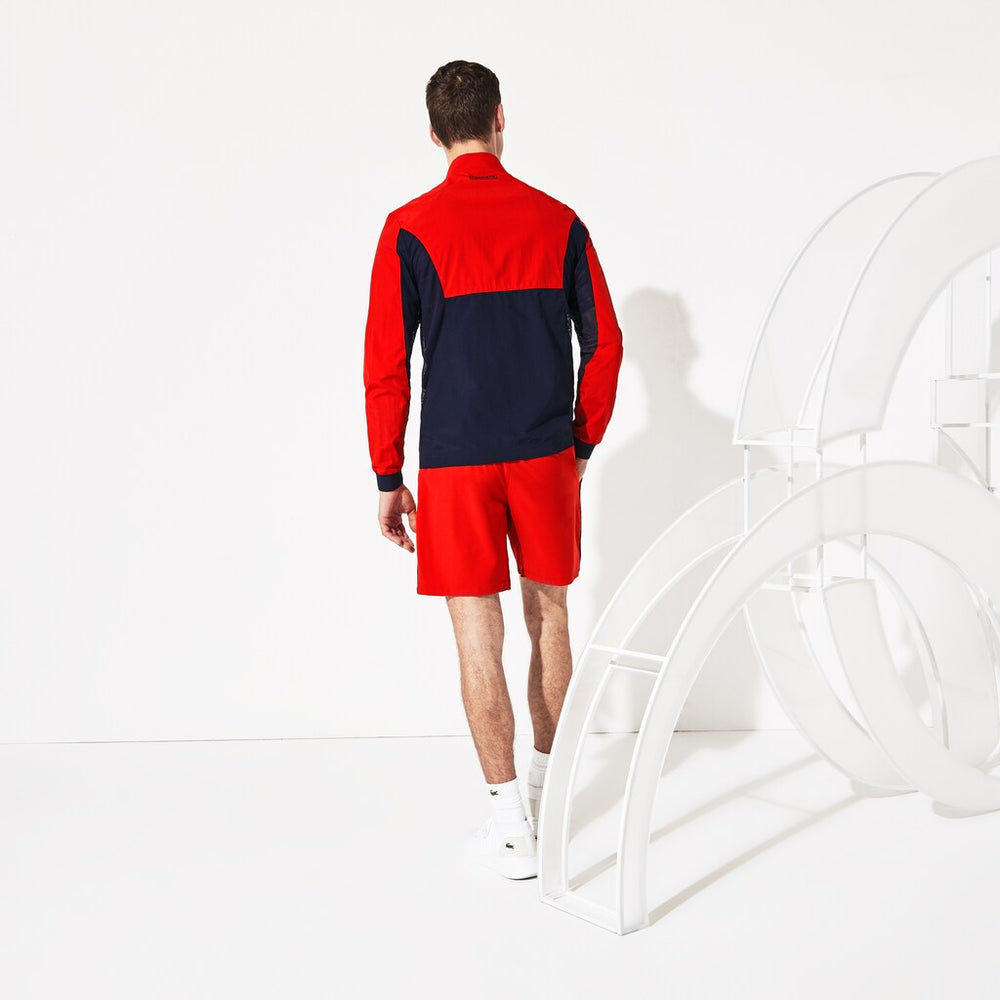 Mens   SPORT Novak Djokovic Full-Zip Jacket | Lacoste Red / Navy Blue • Fmc