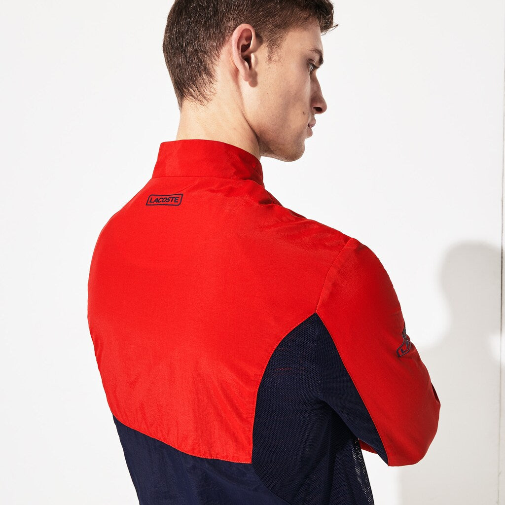 Mens   SPORT Novak Djokovic Full-Zip Jacket | Lacoste Red / Navy Blue • Fmc