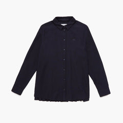 Womens Wo  Loose Fit Pleated Back Flannel Shirt | Lacoste Navy Blue • 166