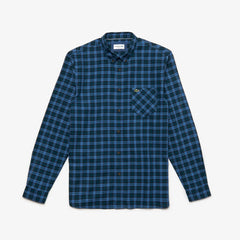 Mens   Regular Fit Check Cotton Shirt | Lacoste Blue • 1Rt