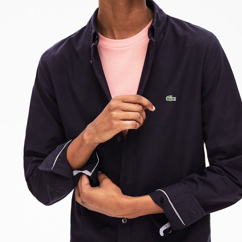 Mens   Slim Fit Stretch Cotton Shirt | Lacoste Navy Blue • Mxq