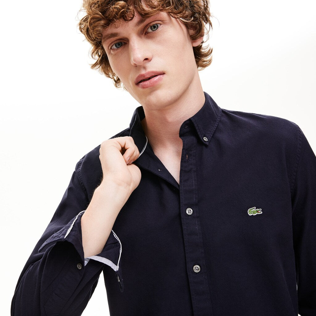 Mens   Slim Fit Stretch Cotton Shirt | Lacoste Navy Blue • Mxq