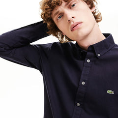 Mens   Slim Fit Stretch Cotton Shirt | Lacoste Navy Blue • Mxq