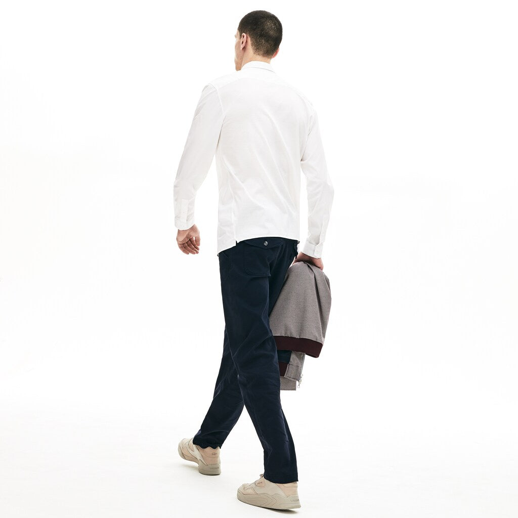 Mens   Slim-Fit Stretch Poplin and Jersey Shirt | Lacoste White • 001