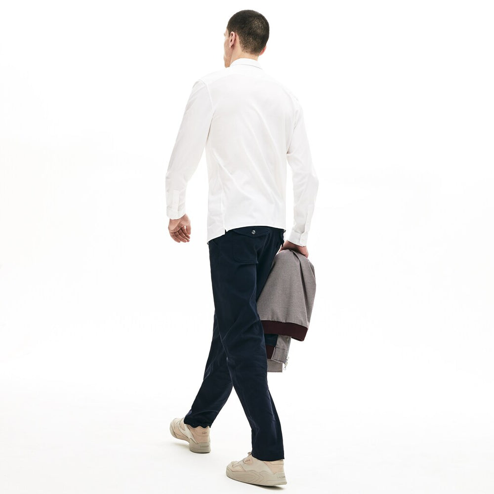 Mens   Slim-Fit Stretch Poplin and Jersey Shirt | Lacoste White • 001