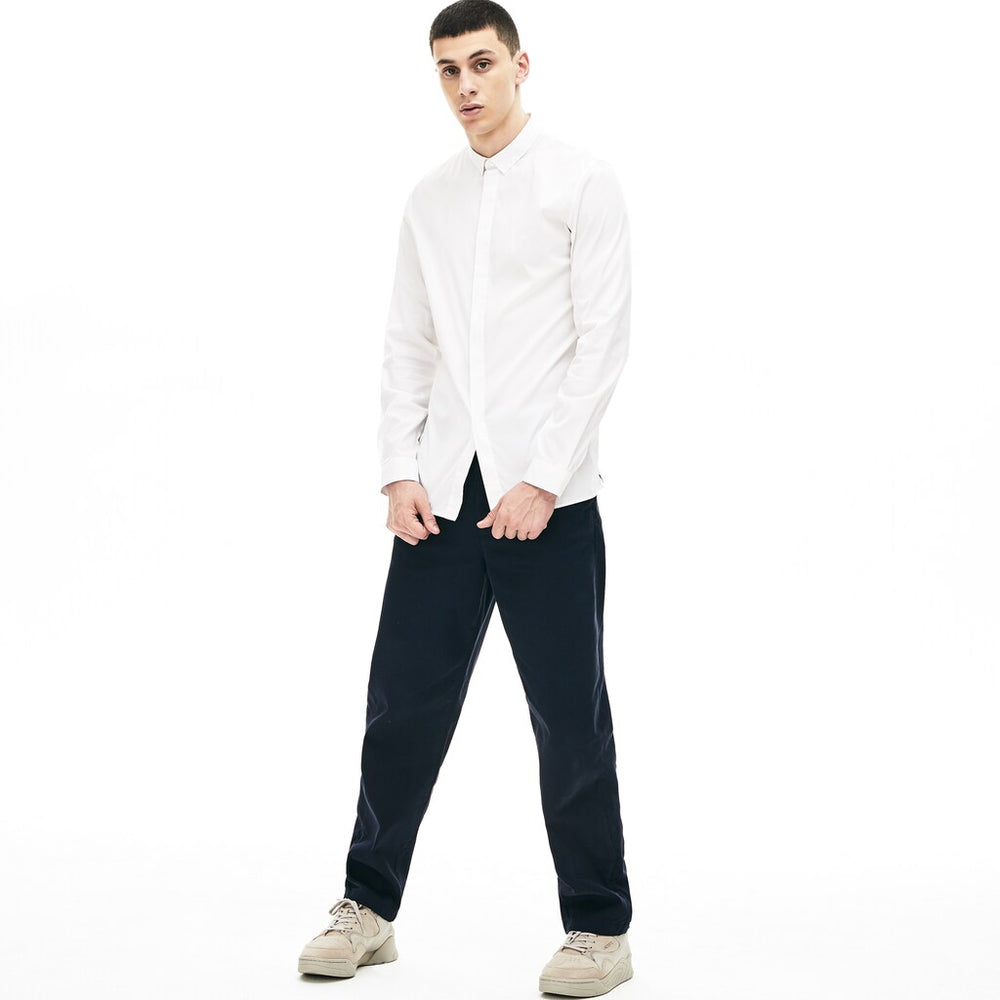 Mens   Slim-Fit Stretch Poplin and Jersey Shirt | Lacoste White • 001