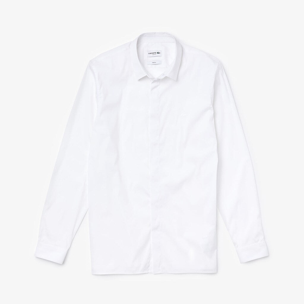 Mens   Slim-Fit Stretch Poplin and Jersey Shirt | Lacoste White • 001