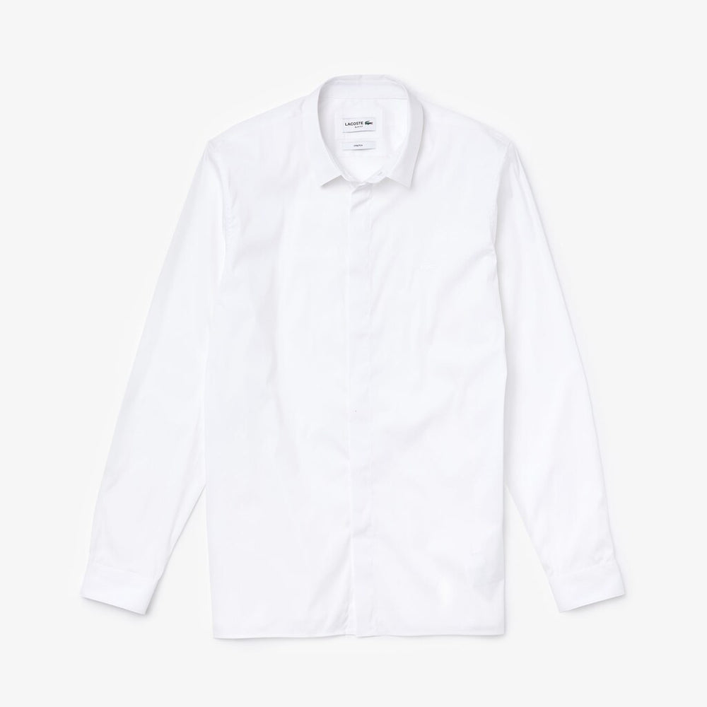 Mens   Slim-Fit Stretch Poplin and Jersey Shirt | Lacoste White • 001