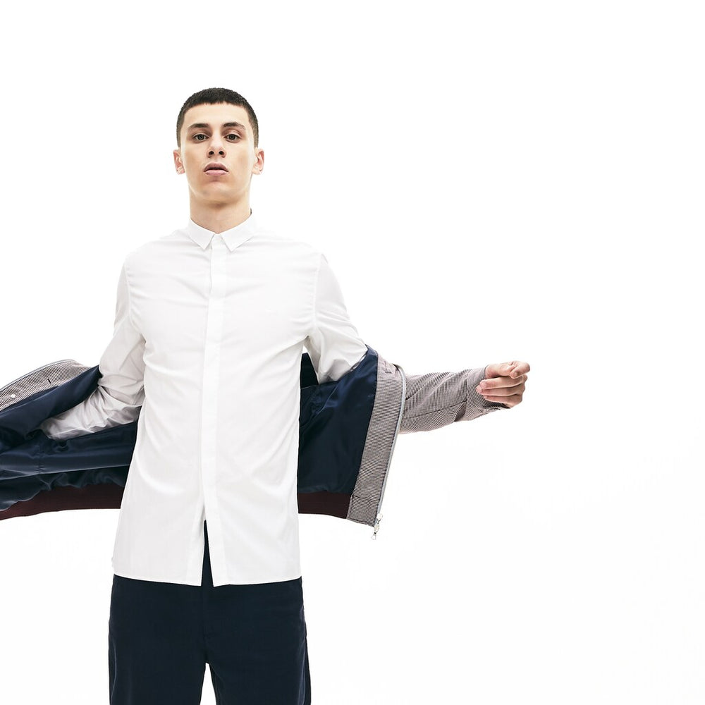 Mens   Slim-Fit Stretch Poplin and Jersey Shirt | Lacoste White • 001