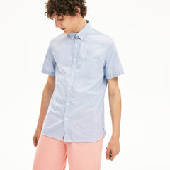 Mens   Regular- Fit Checkered Cotton Shirt | Lacoste White / Navy Blue • 522