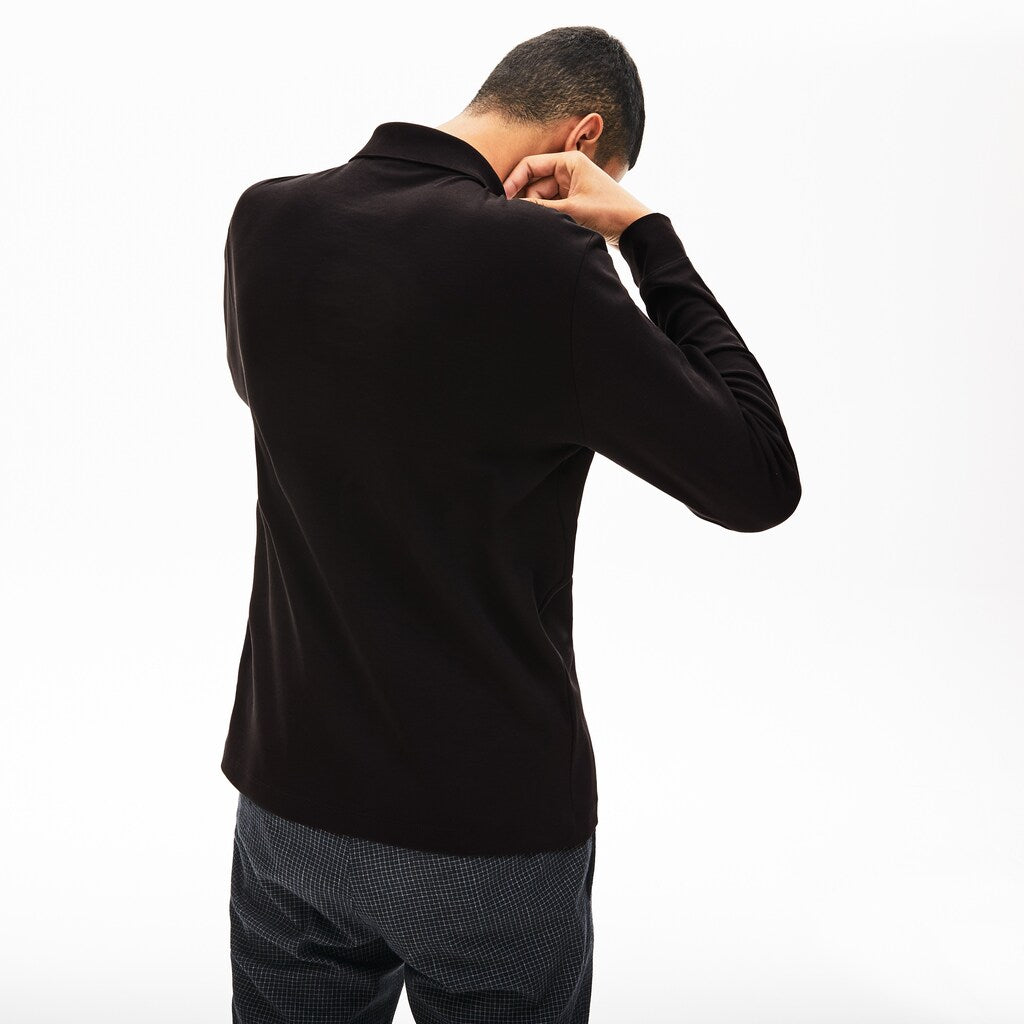 Mens   Long Sleeve Pima Cotton Polo | Lacoste Black • 031
