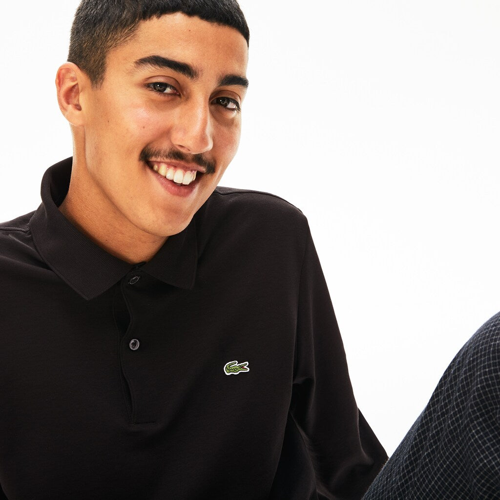 Mens   Long Sleeve Pima Cotton Polo | Lacoste Black • 031