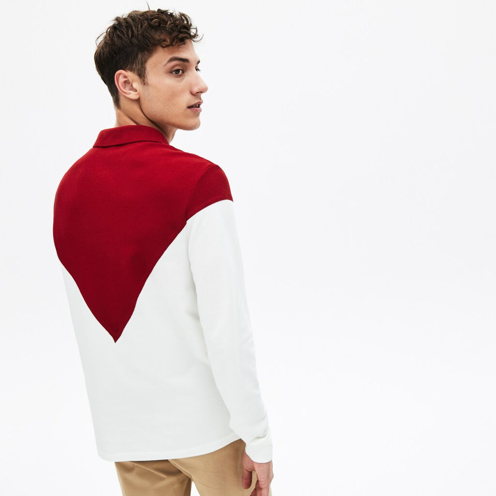 Mens   Made In France Regular Fit Polo | Lacoste White / Bordeaux / Navy Blue • 23C