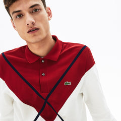 Mens   Made In France Regular Fit Polo | Lacoste White / Bordeaux / Navy Blue • 23C