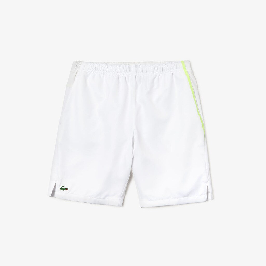 Mens   SPORT Mesh-Panel Tennis Shorts | Lacoste White / Flashy Yellow • 4Aa