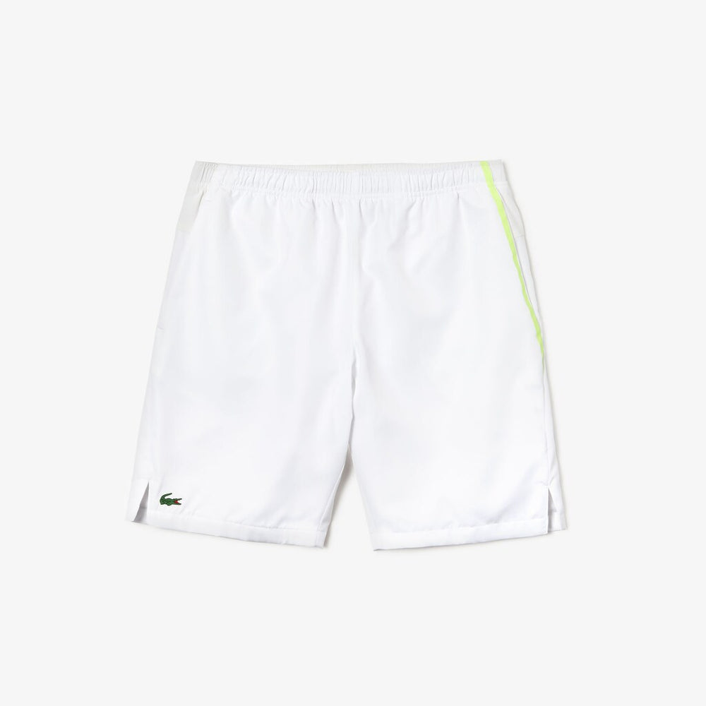Mens   SPORT Mesh-Panel Tennis Shorts | Lacoste White / Flashy Yellow • 4Aa