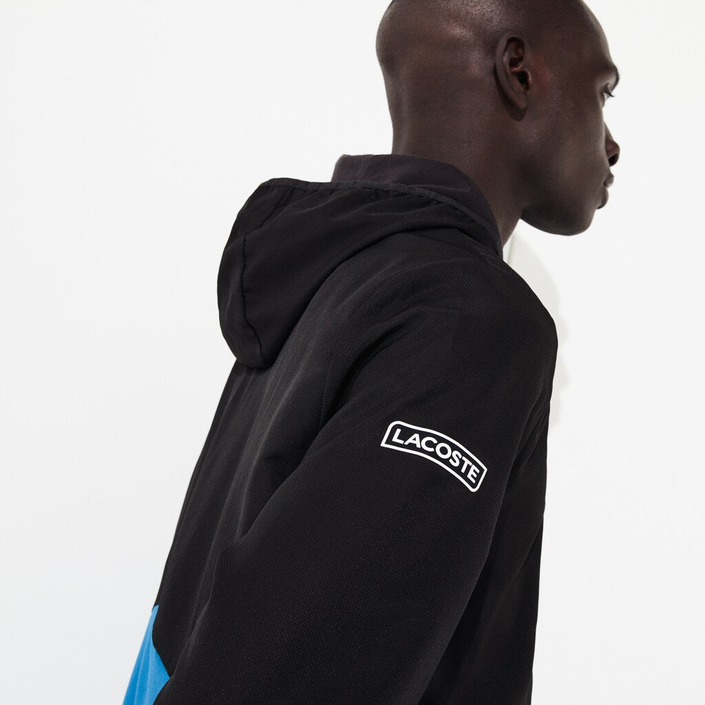 Mens   SPORT Two-Tone Tennis Track Suit | Lacoste Black / Blue / White • 4Xu