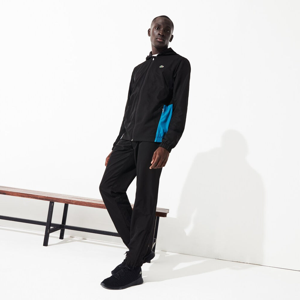 Mens   SPORT Two-Tone Tennis Track Suit | Lacoste Black / Blue / White • 4Xu