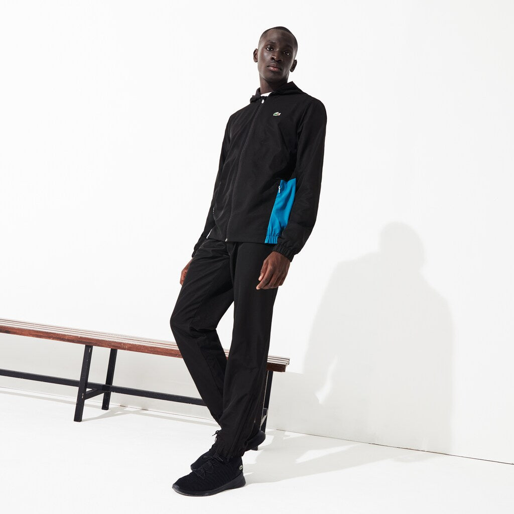 Mens   SPORT Two-Tone Tennis Track Suit | Lacoste Black / Blue / White • 4Xu