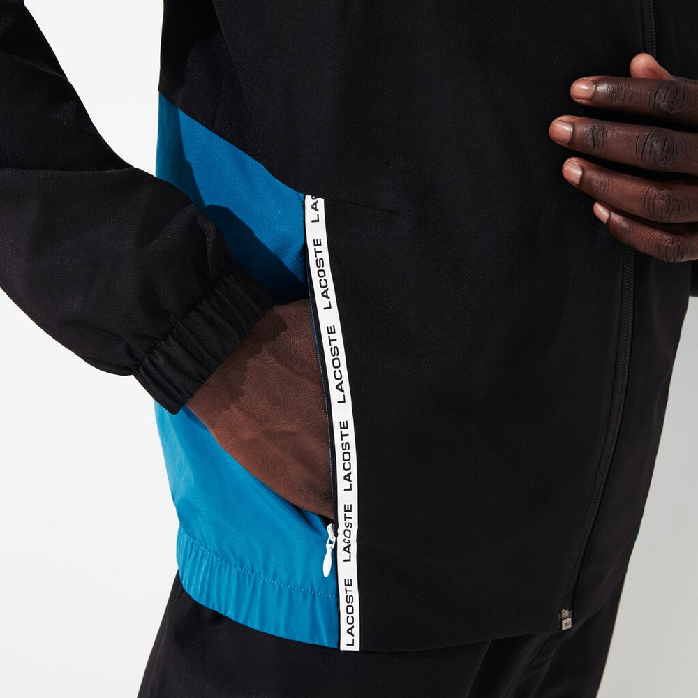 Mens   SPORT Two-Tone Tennis Track Suit | Lacoste Black / Blue / White • 4Xu