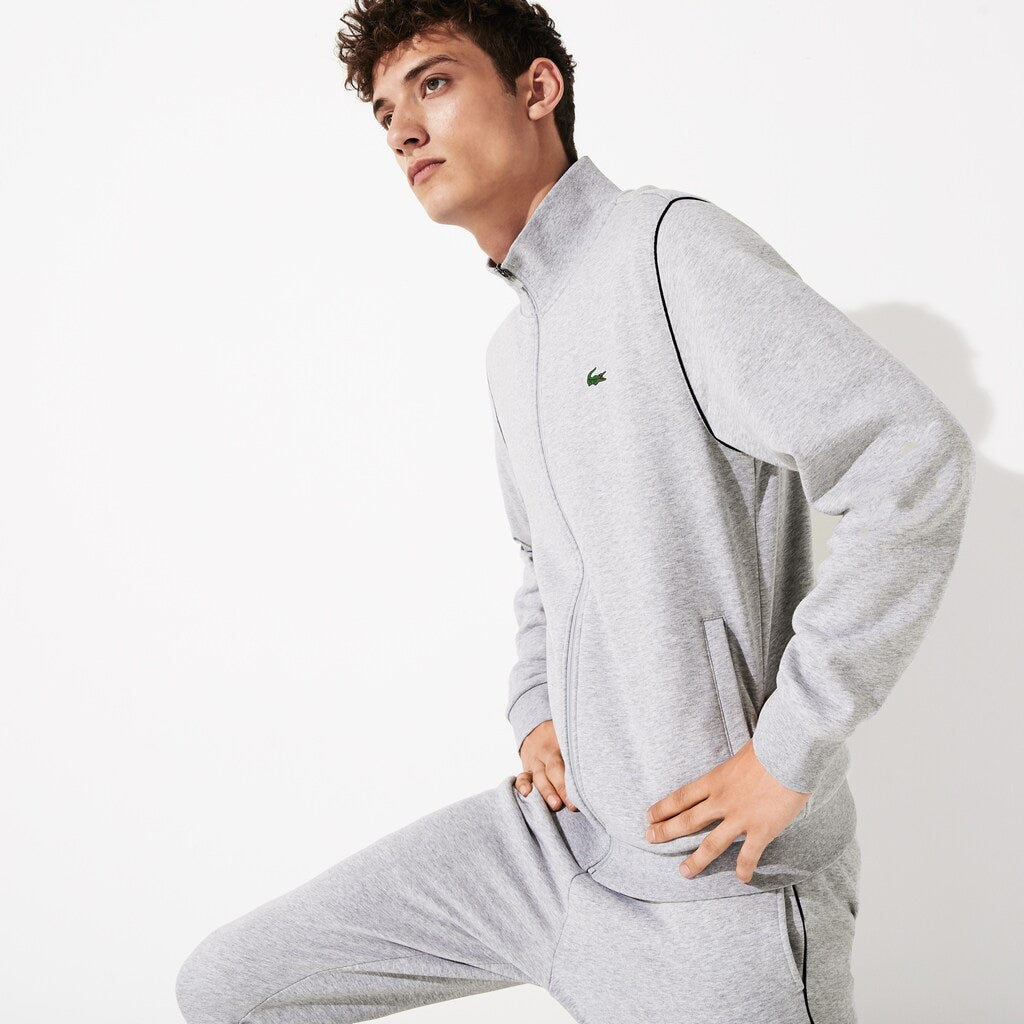 Mens   SPORT Stand-up Neck Fleece Tracksuit | Lacoste Grey Chine / Black • 80P