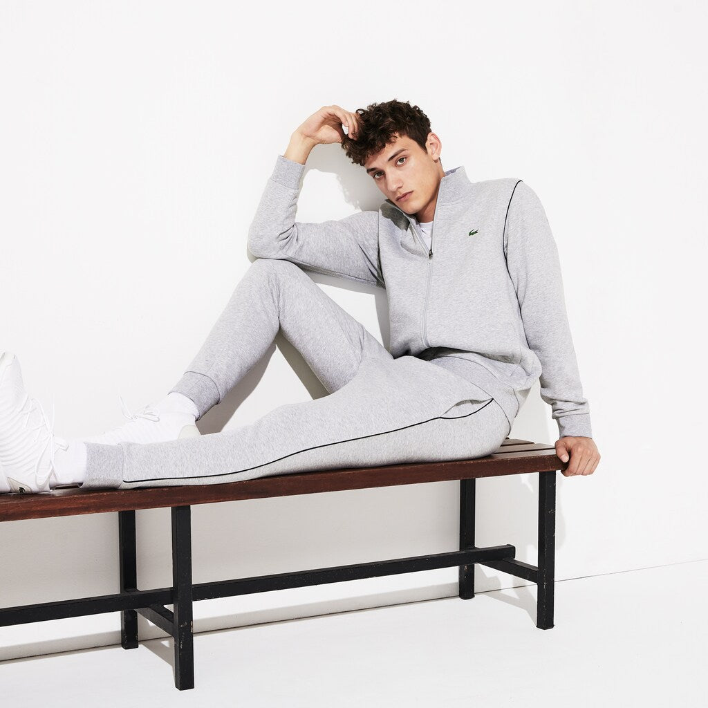 Mens   SPORT Stand-up Neck Fleece Tracksuit | Lacoste Grey Chine / Black • 80P