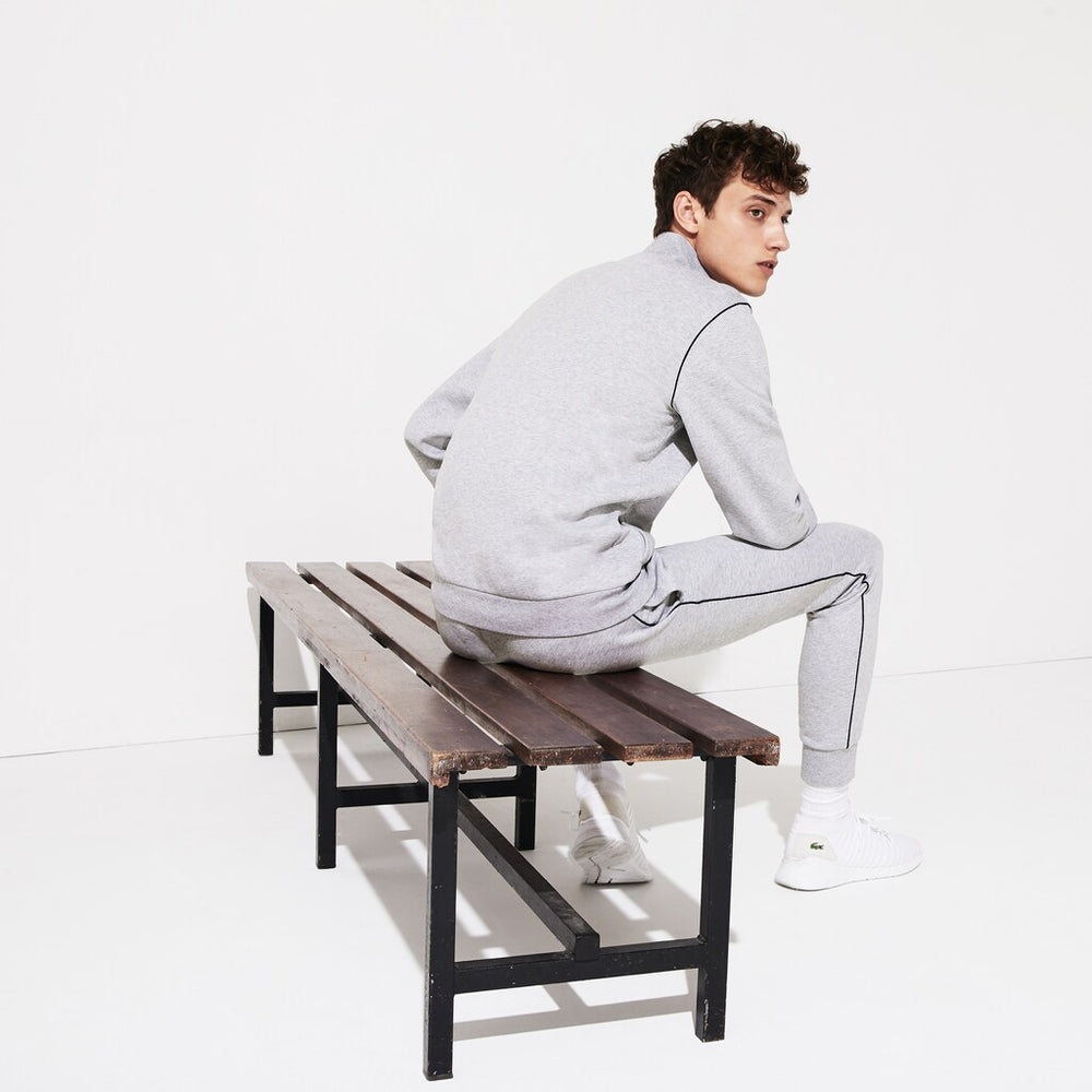 Mens   SPORT Stand-up Neck Fleece Tracksuit | Lacoste Grey Chine / Black • 80P