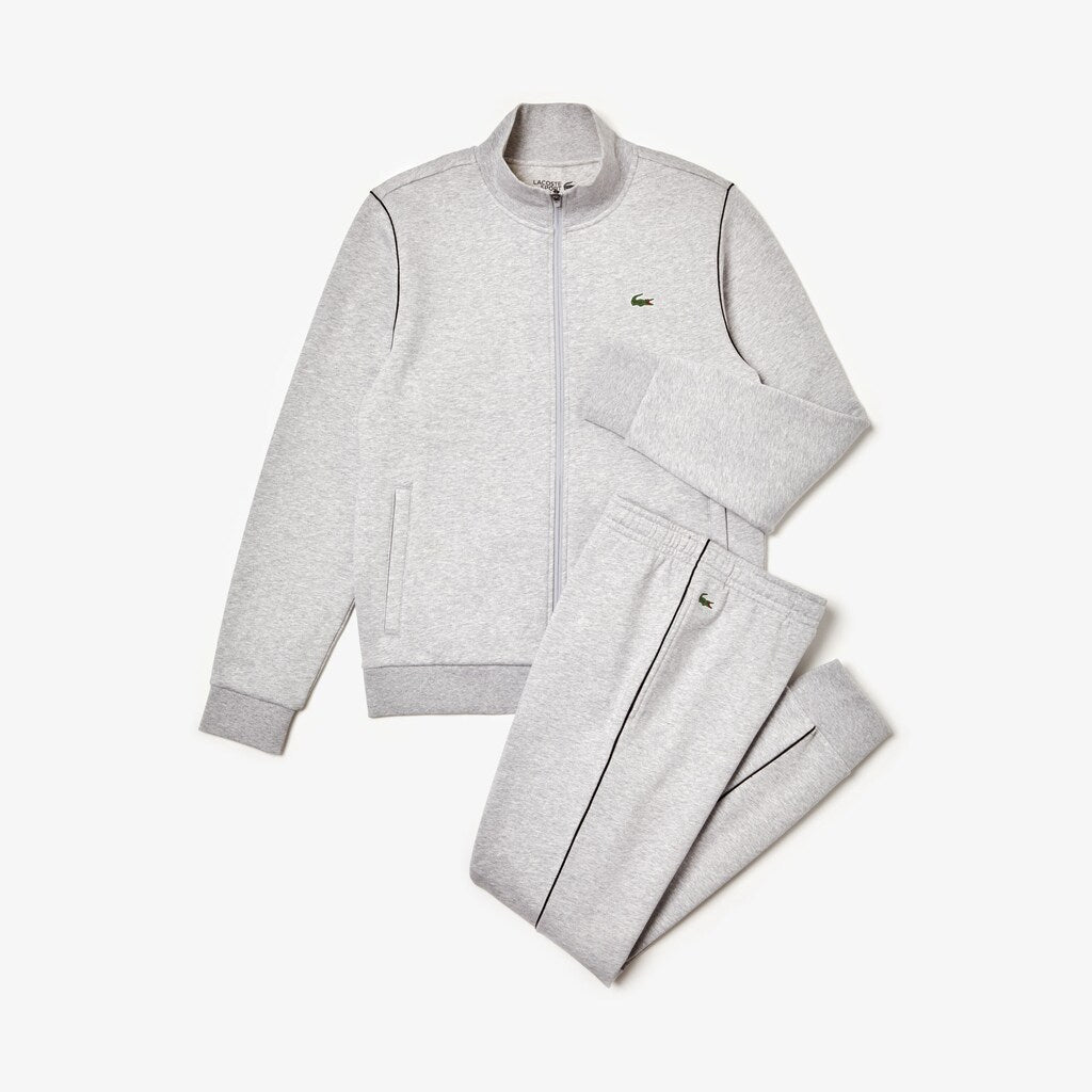 Mens   SPORT Stand-up Neck Fleece Tracksuit | Lacoste Grey Chine / Black • 80P