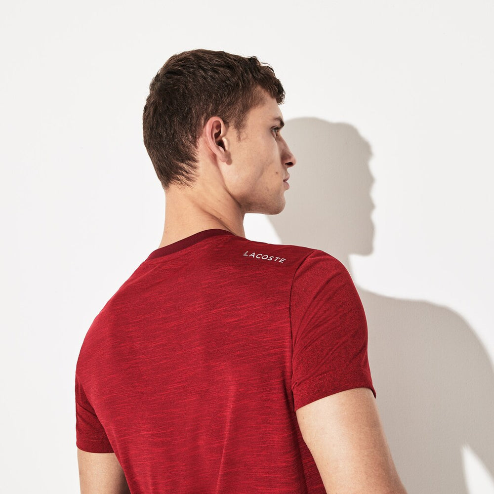 Mens   SPORT Novak Djokovic Jersey T-shirt | Lacoste Bordeaux / Red • 3Yb