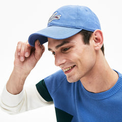 Mens   Check Croc Badge Cotton Cap | Lacoste Blue • Pq8