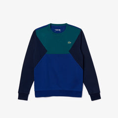 Mens   SPORT Color-Blocked Cotton Fleece Tennis Sweatshirt | Lacoste Green / Navy Blue • Ze2