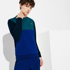 Mens   SPORT Color-Blocked Cotton Fleece Tennis Sweatshirt | Lacoste Green / Navy Blue • Ze2