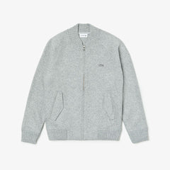Mens   Hybrid Two-Ply Wool Blend Zip Sweatshirt | Lacoste Grey Chine • Cca