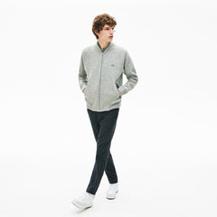 Mens   Hybrid Two-Ply Wool Blend Zip Sweatshirt | Lacoste Grey Chine • Cca