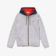 Mens   SPORT Contrast Hood Fleece Zip Sweatshirt | Lacoste Grey Chine / Black / Blue / Khaki Green / Orange • 4Hv